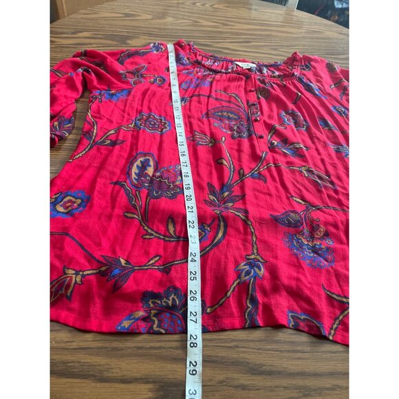 Lucky Brand red blue three quarter sleeved top size XL - Picture 9 of 9